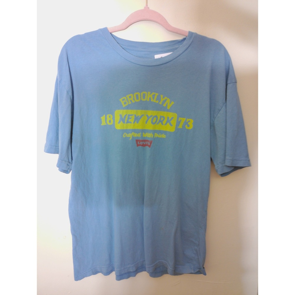 Levi's Graphic T-Shirt Mens L Blue Brooklyn New York 73 Retro Cotton Tee 1830